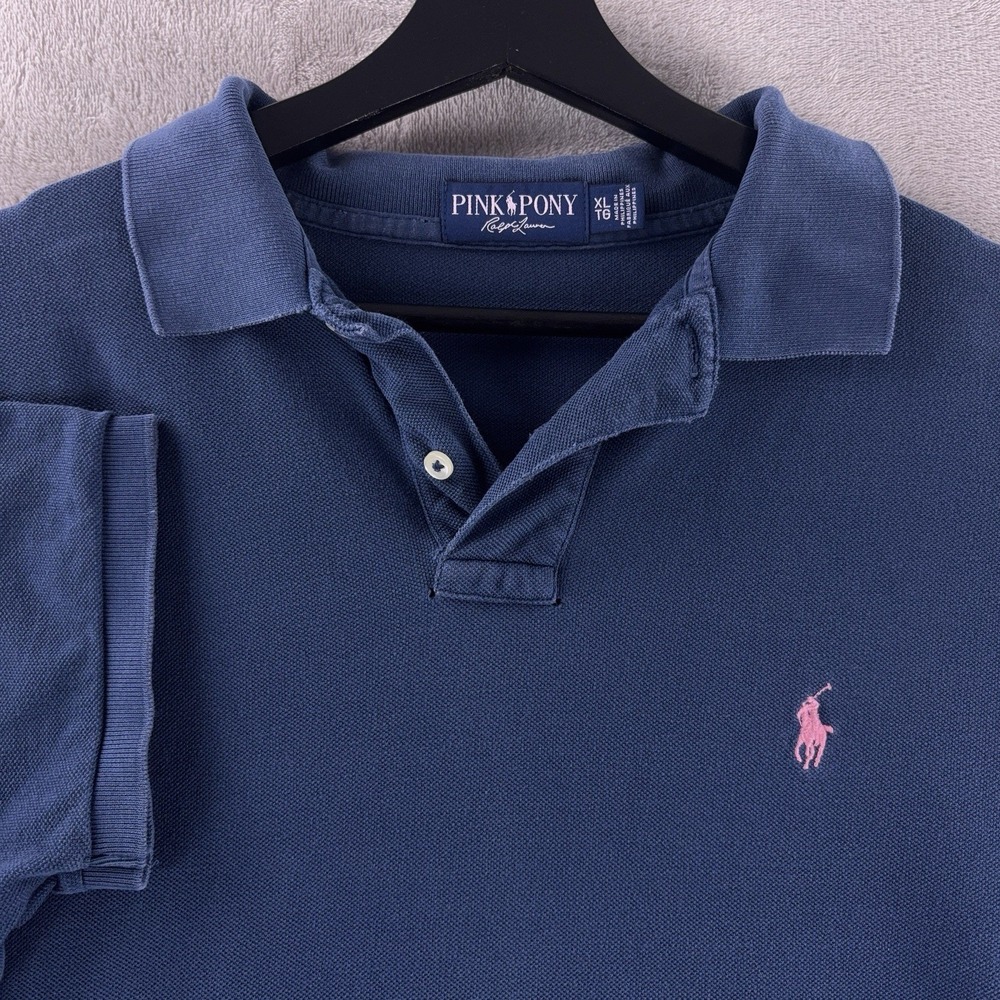 Pink Pony Ralph Lauren Polo‎ Shirt Mens Size XL Navy Logo Short Sleeve